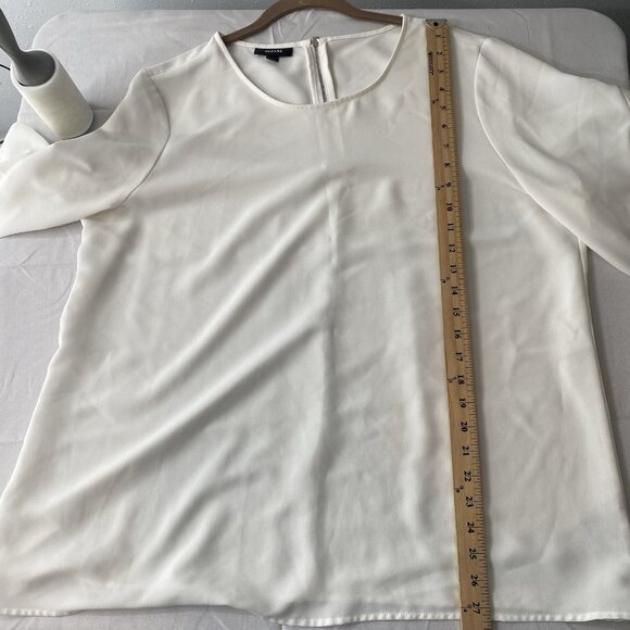 Alfani Women's Size XL White Chiffon Zip-Back Ruffled Sleeve Blouse - Picture 9 of 10